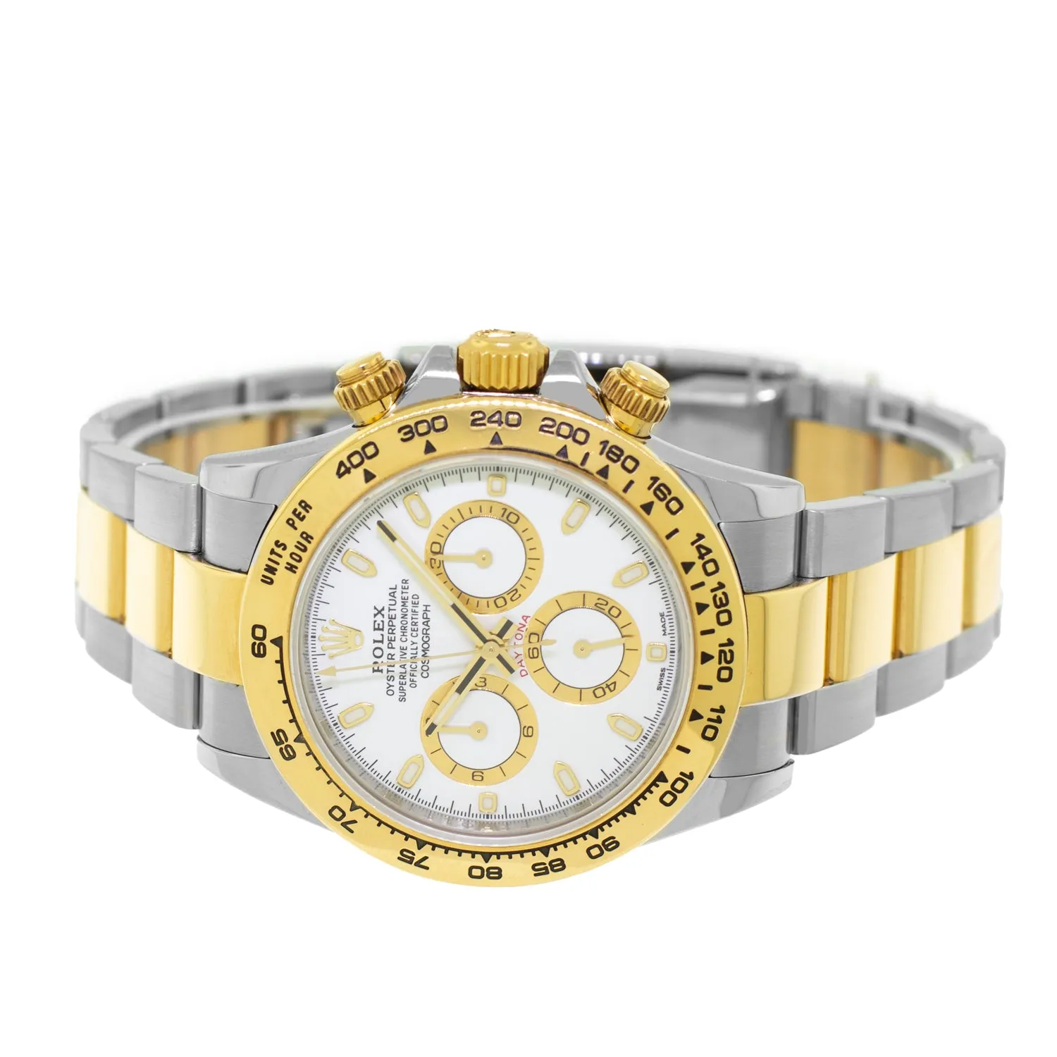 Rolex Daytona 40mm Yellow Gold and Steel White Index Dial & Gold Bezel 116503