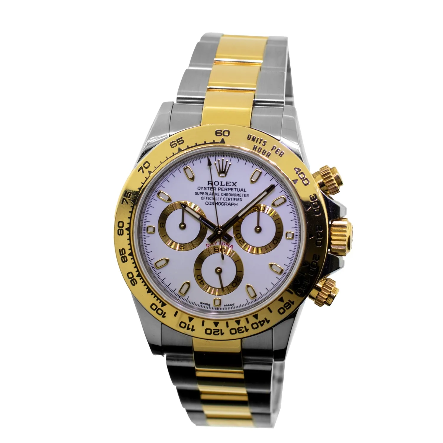Rolex Daytona 40mm Yellow Gold and Steel White Index Dial & Gold Bezel 116503