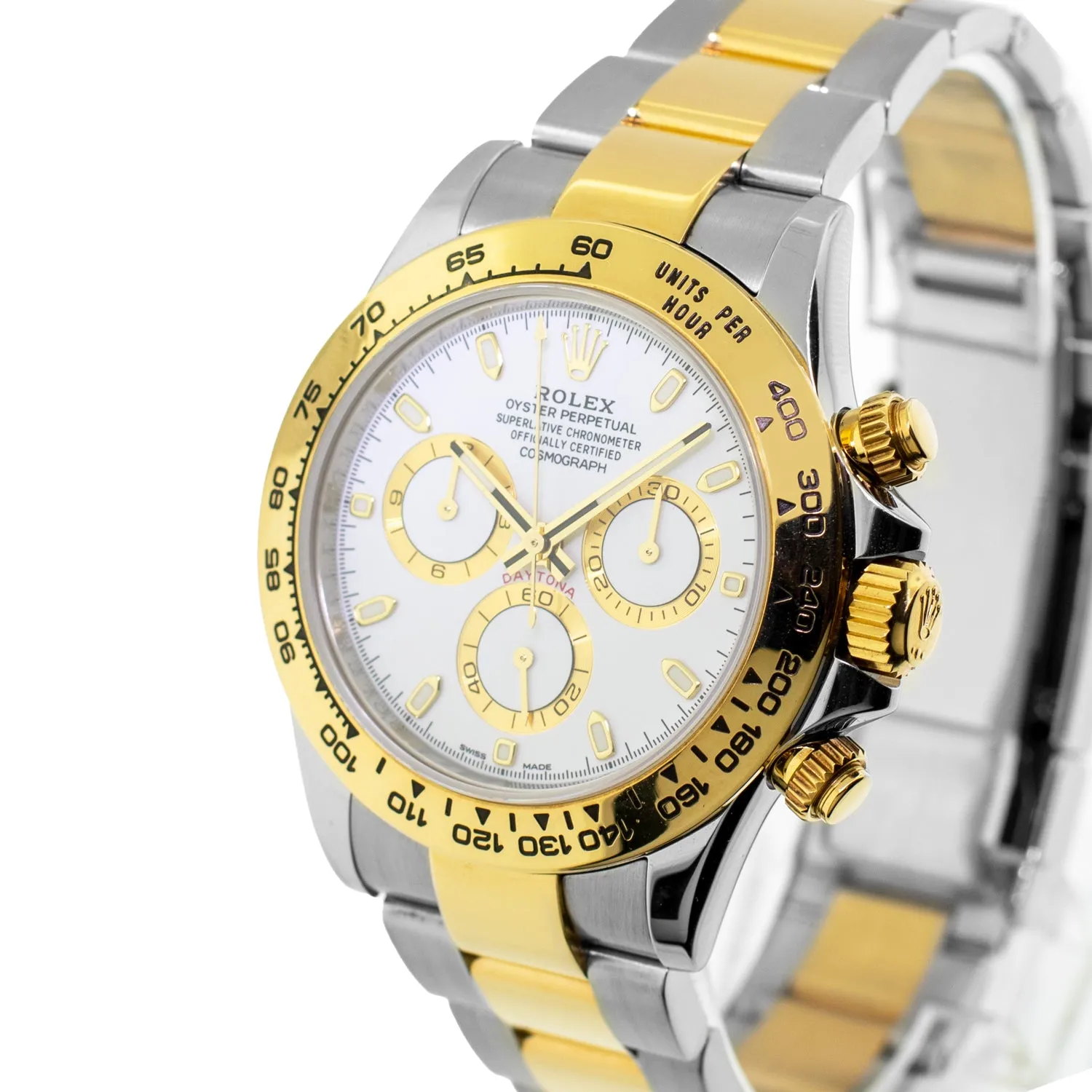 Rolex Daytona 40mm Yellow Gold and Steel White Index Dial & Gold Bezel 116503
