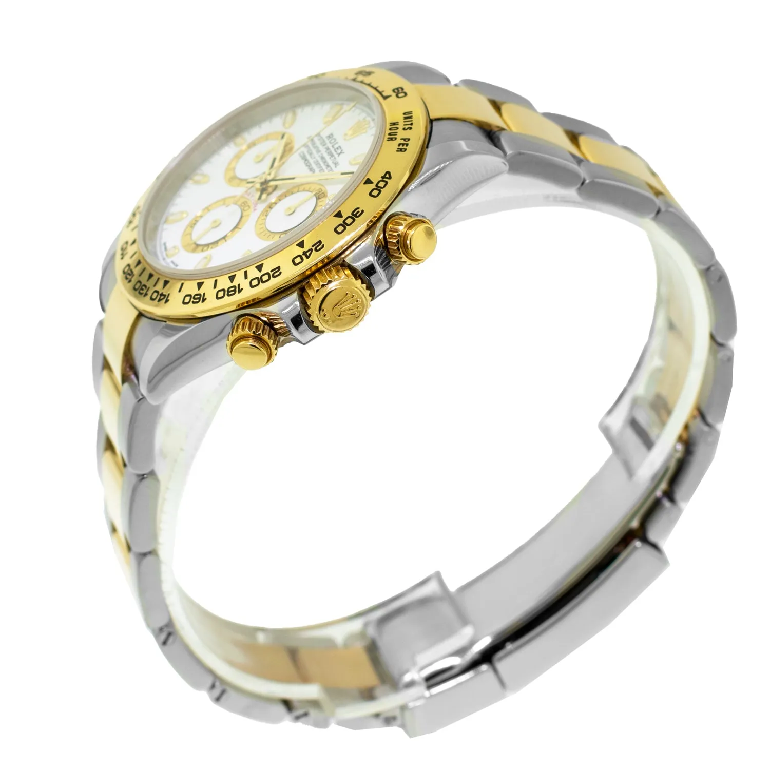 Rolex Daytona 40mm Yellow Gold and Steel White Index Dial & Gold Bezel 116503