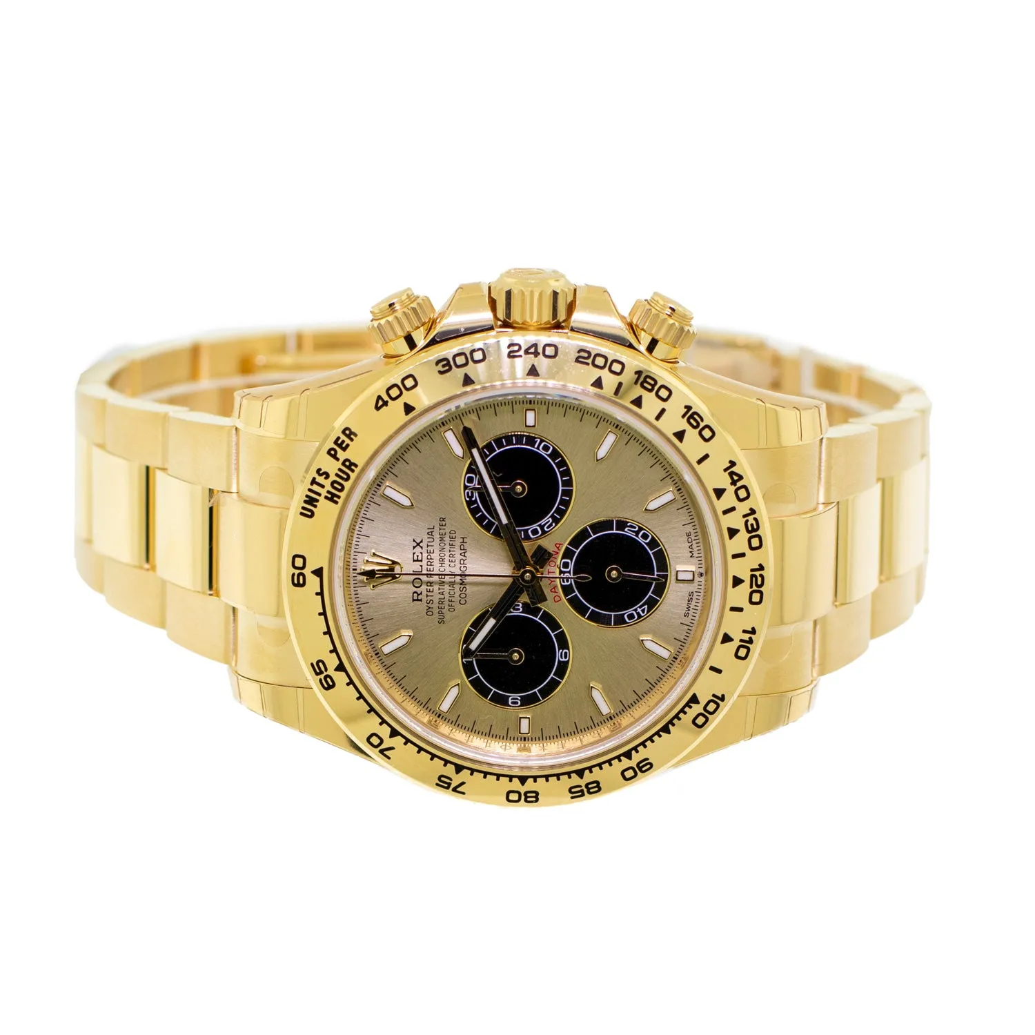 Rolex Daytona 40mm Yellow Gold Champagne Index Dial & Gold Bezel 126508