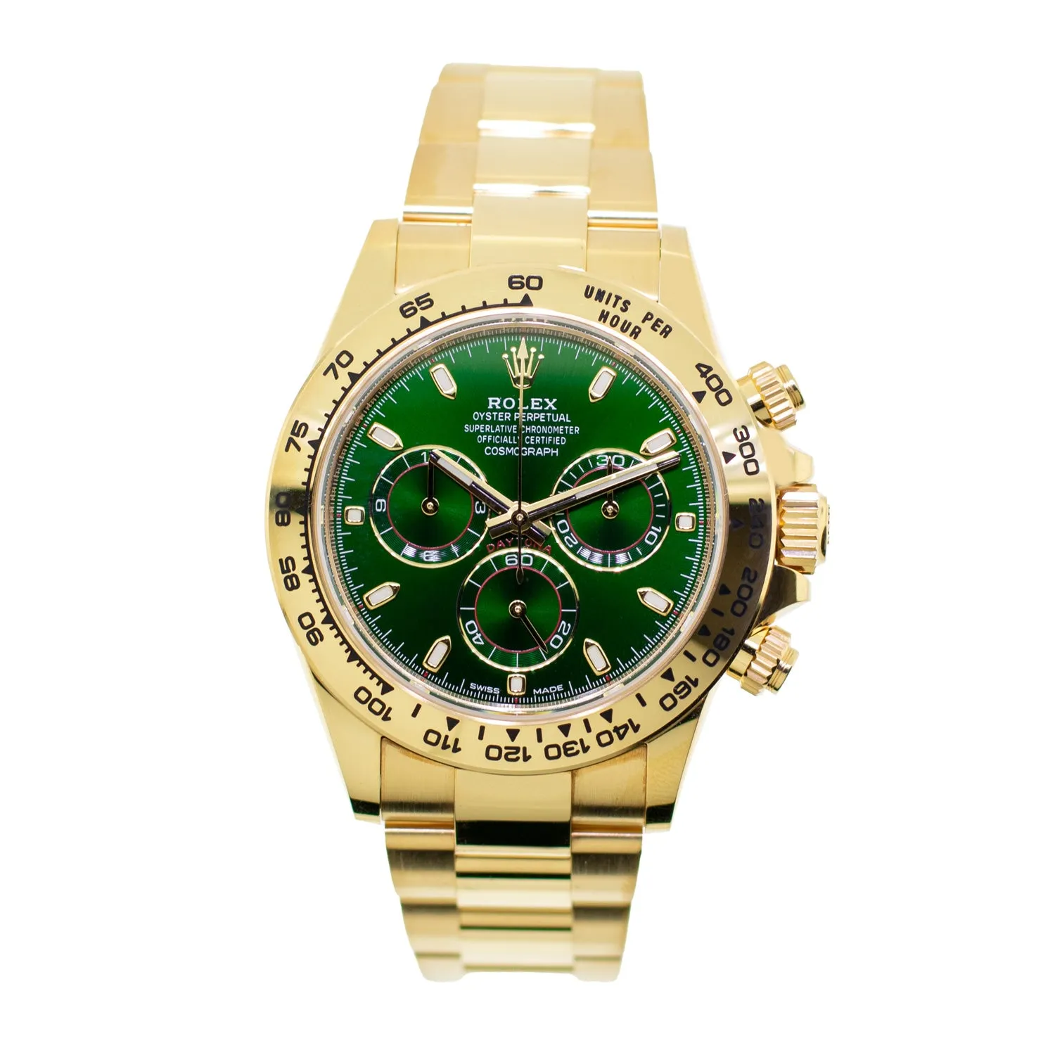 Rolex Daytona 40mm Yellow Gold "John Mayer" Green Index Dial & Gold Bezel 116508