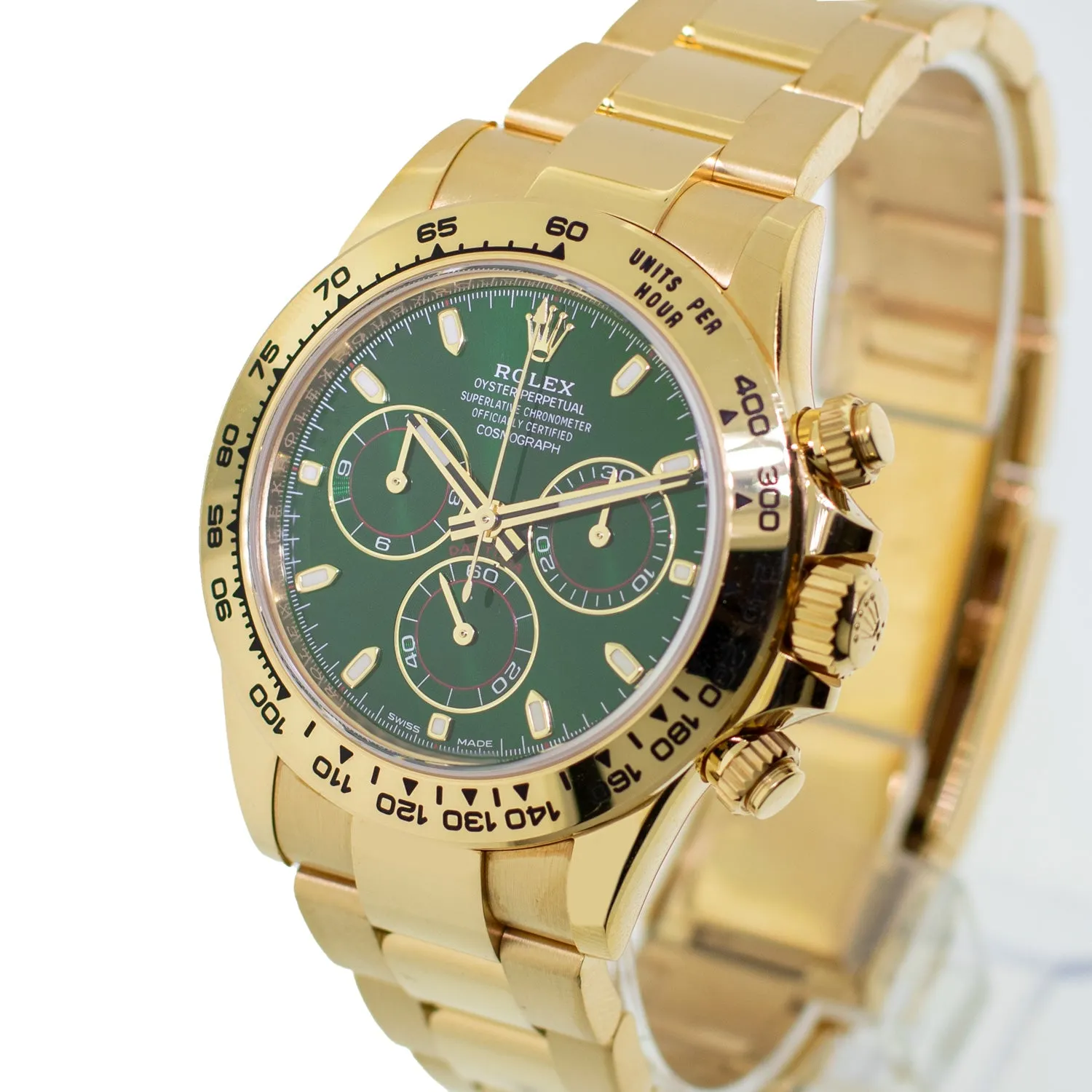 Rolex Daytona 40mm Yellow Gold "John Mayer" Green Index Dial & Gold Bezel 116508