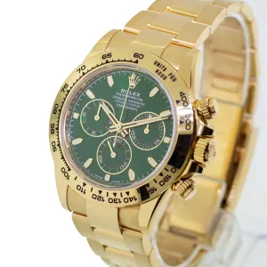Rolex Daytona 40mm Yellow Gold "John Mayer" Green Index Dial & Gold Bezel 116508