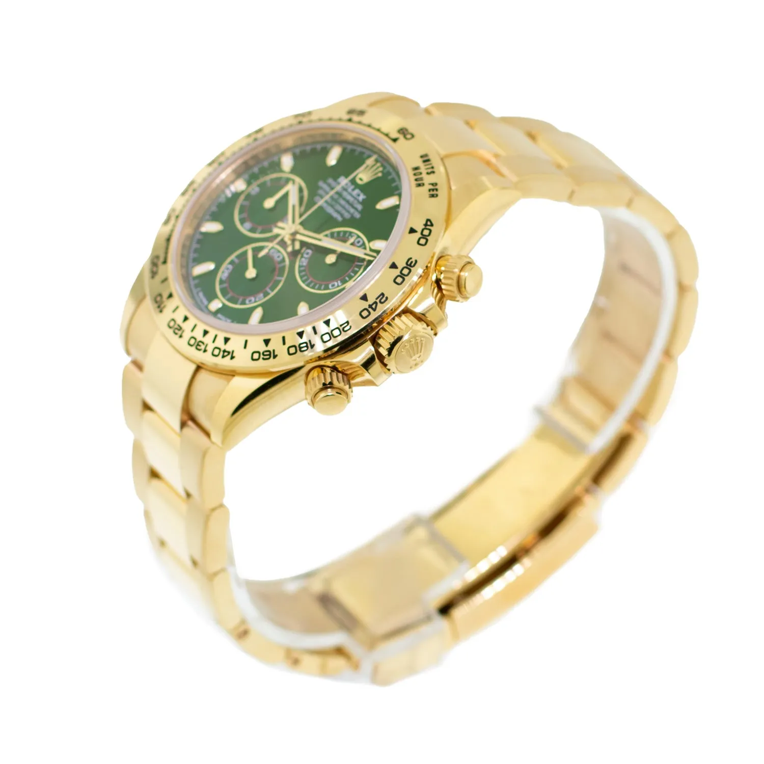 Rolex Daytona 40mm Yellow Gold "John Mayer" Green Index Dial & Gold Bezel 116508