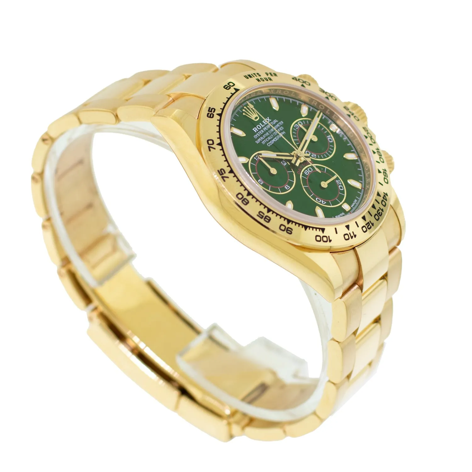 Rolex Daytona 40mm Yellow Gold "John Mayer" Green Index Dial & Gold Bezel 116508