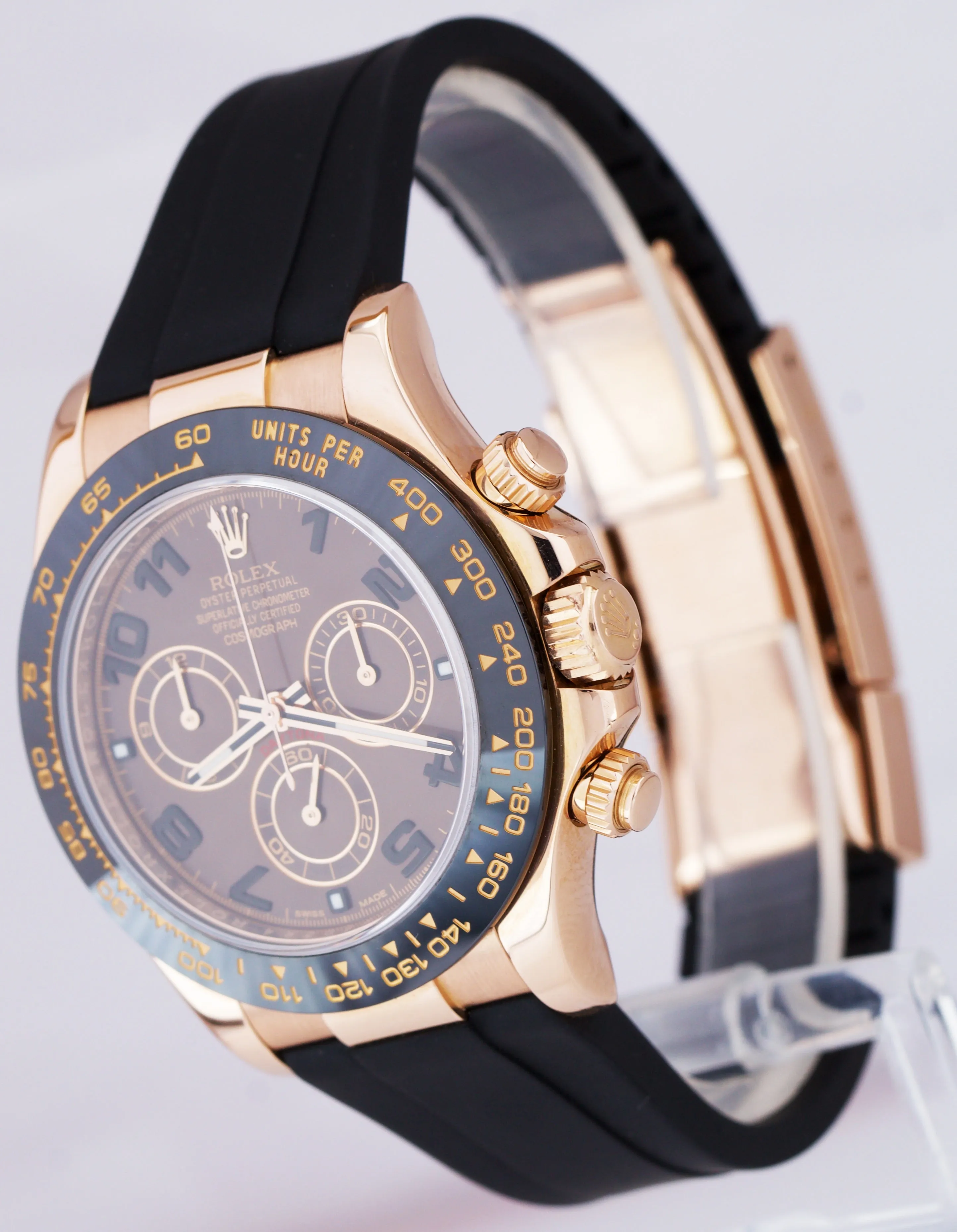Rolex Daytona Cosmograph 18K Rose Gold Chocolate Arabic Rubber 40mm Watch 116515
