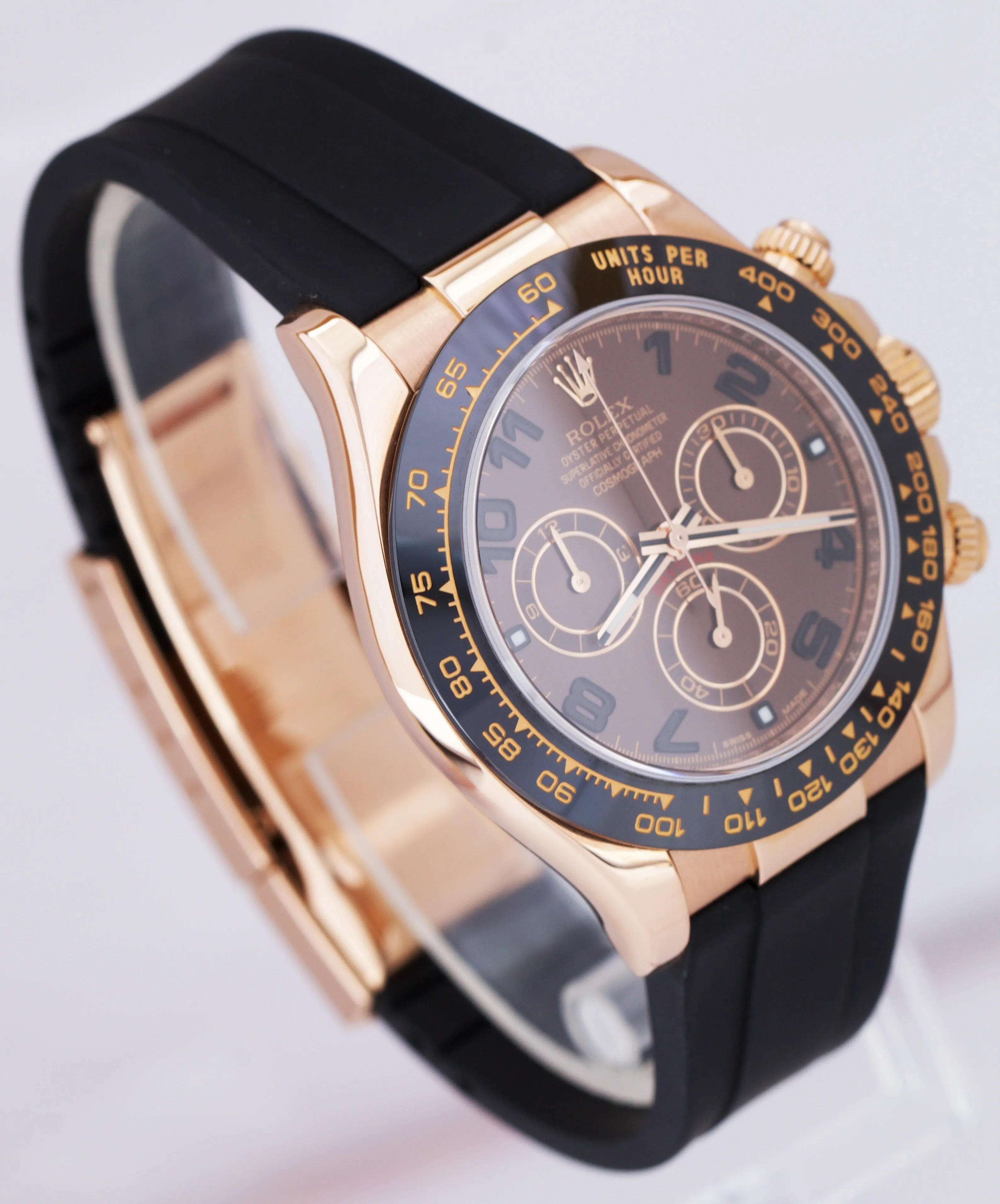 Rolex Daytona Cosmograph 18K Rose Gold Chocolate Arabic Rubber 40mm Watch 116515