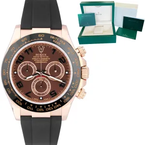 Rolex Daytona Cosmograph 18K Rose Gold Chocolate Arabic Rubber 40mm Watch 116515