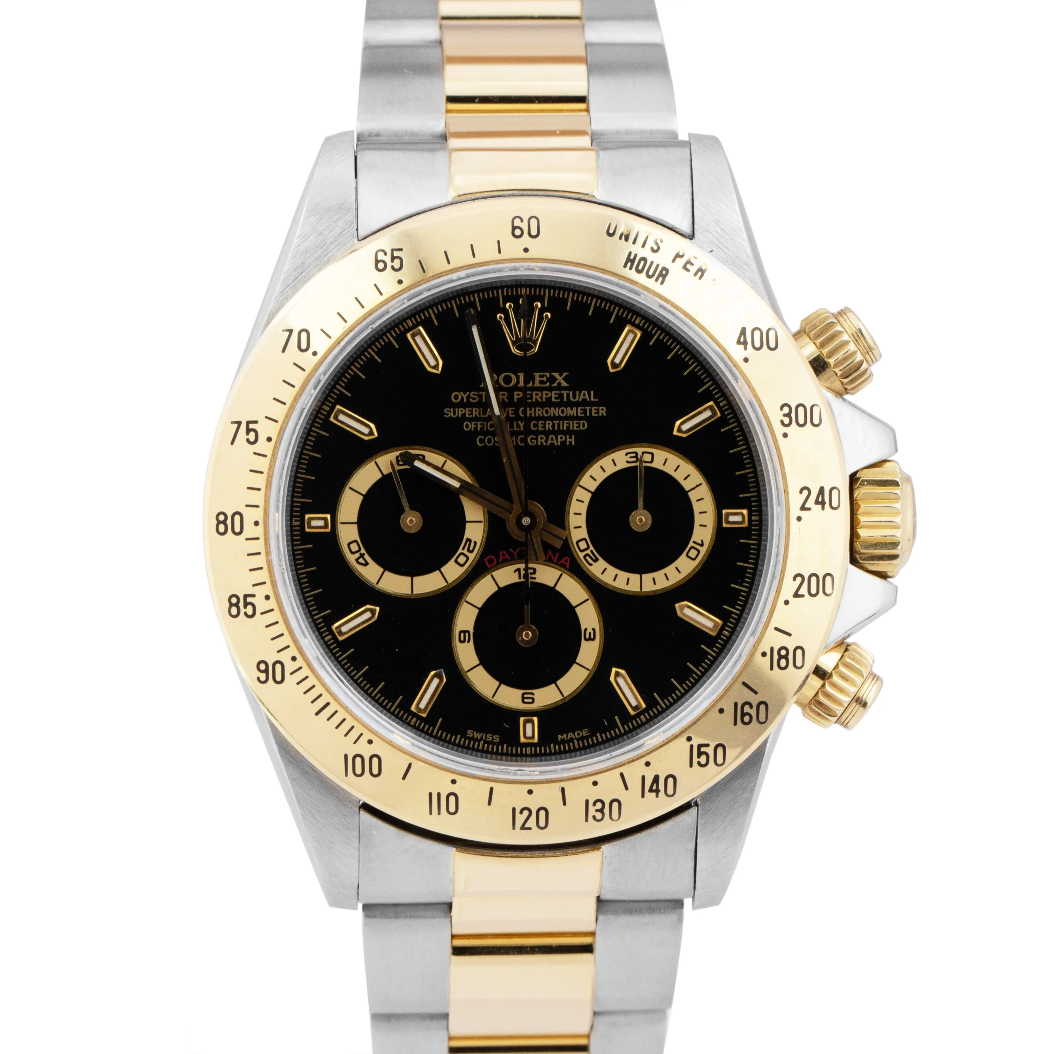 Rolex Daytona Cosmograph 40mm Two-Tone Zenith Steel Gold Black Watch 16523