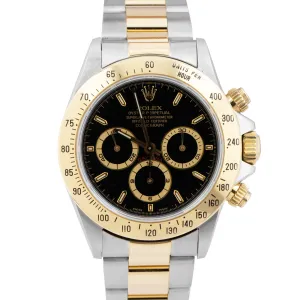 Rolex Daytona Cosmograph 40mm Two-Tone Zenith Steel Gold Black Watch 16523