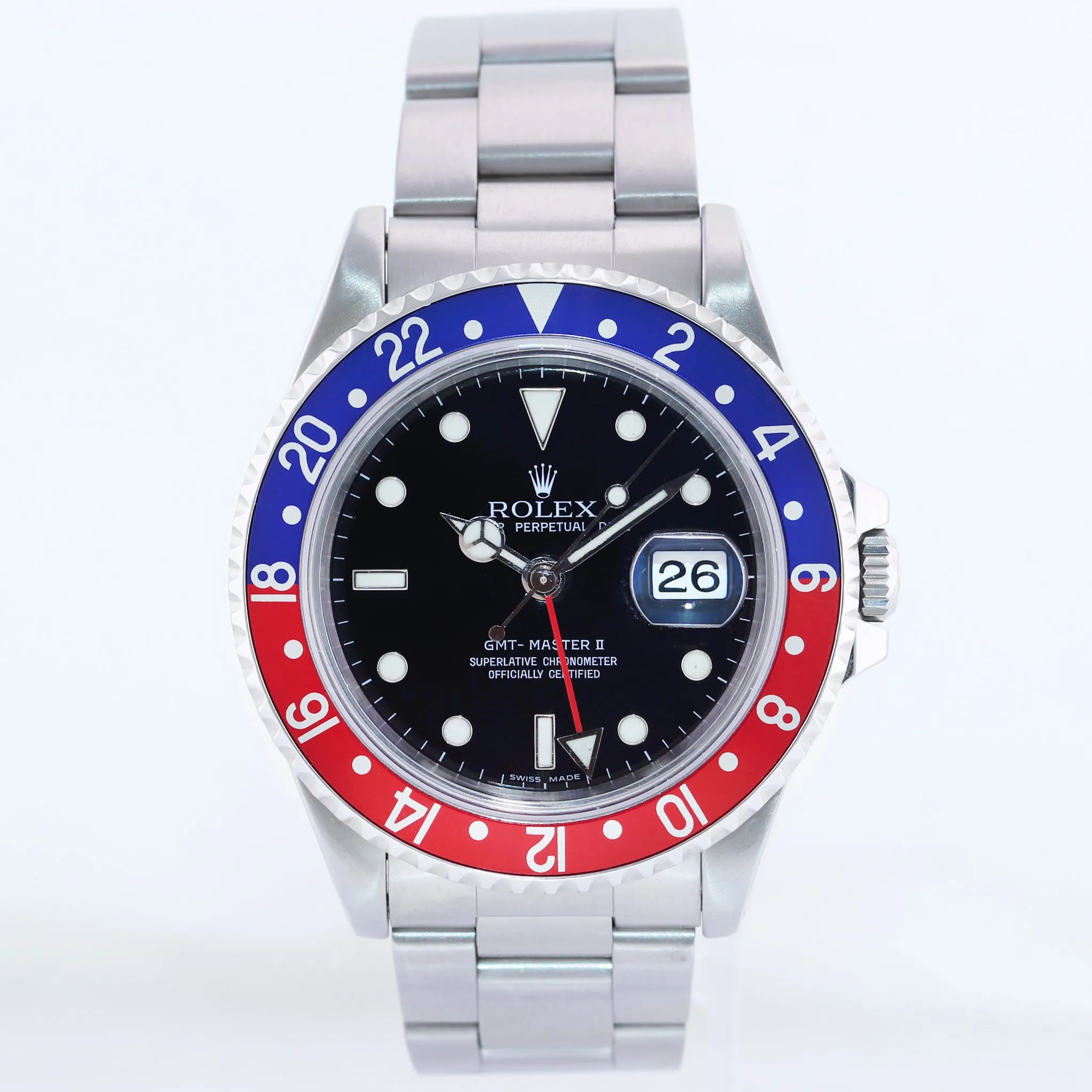 Rolex GMT-Master II Pepsi Blue Red Steel Black Dial 16710 40mm Watch Box