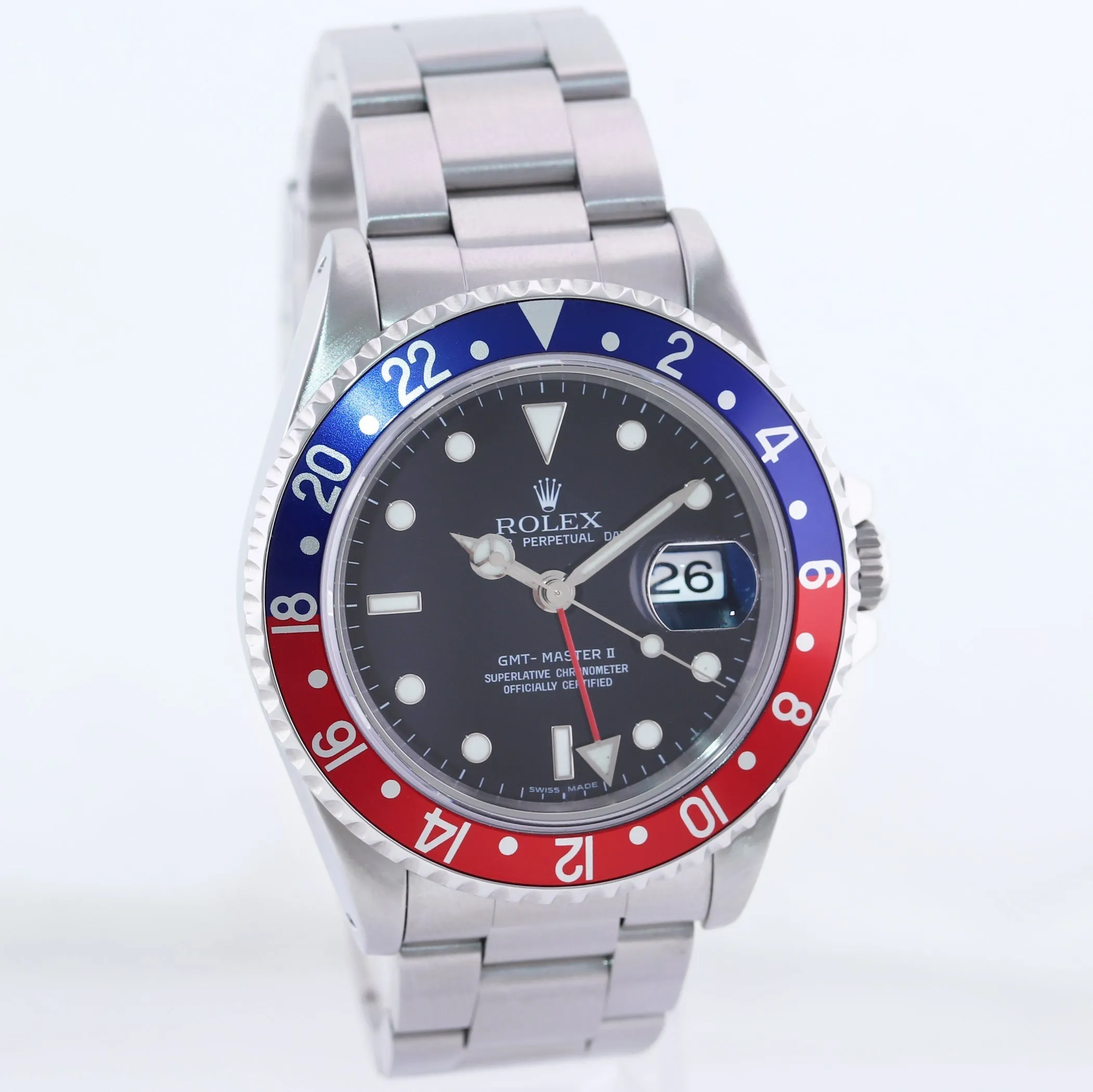 Rolex GMT-Master II Pepsi Blue Red Steel Black Dial 16710 40mm Watch Box