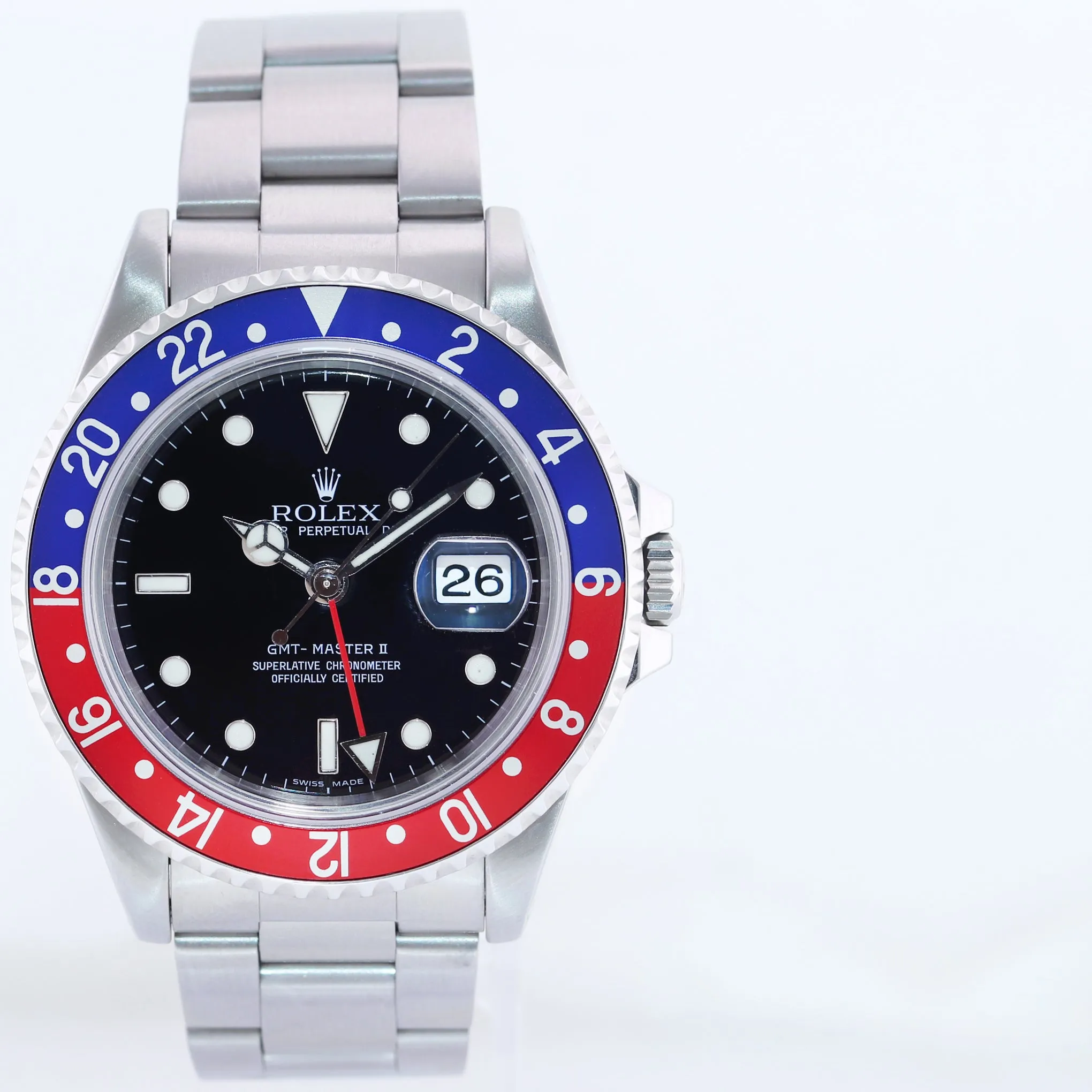 Rolex GMT-Master II Pepsi Blue Red Steel Black Dial 16710 40mm Watch Box
