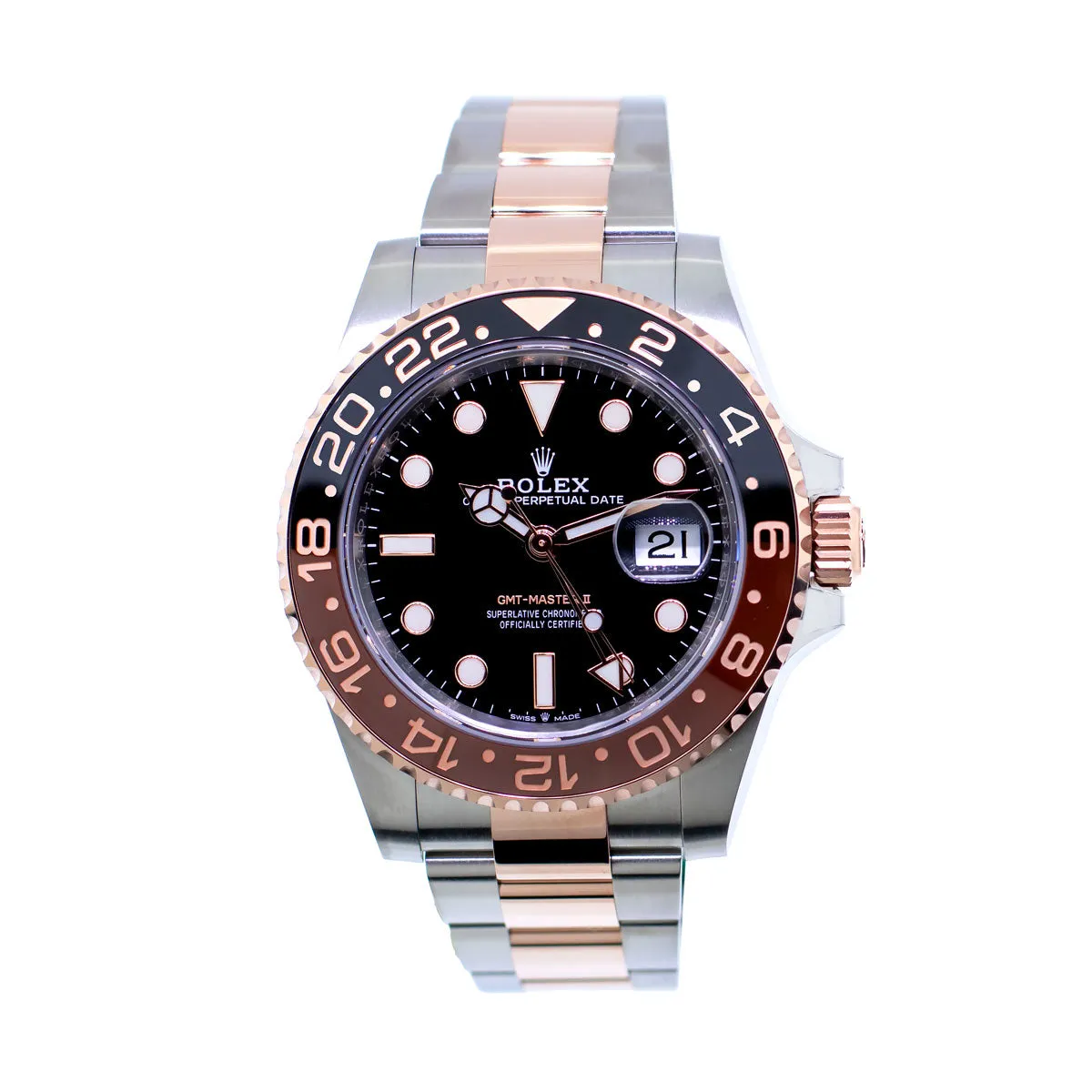 Rolex GMT-Master II "Root Beer" 40mm Everose Gold and Steel Black Dial & Brown Black Bezel 126711CHNR