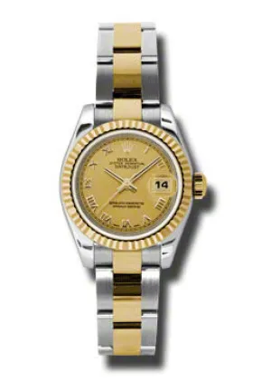 Rolex Lady Datejust 26 Champagne Dial Stainless Steel and 18K Yellow Gold Oyster Bracelet Automatic Watch 179173CRO