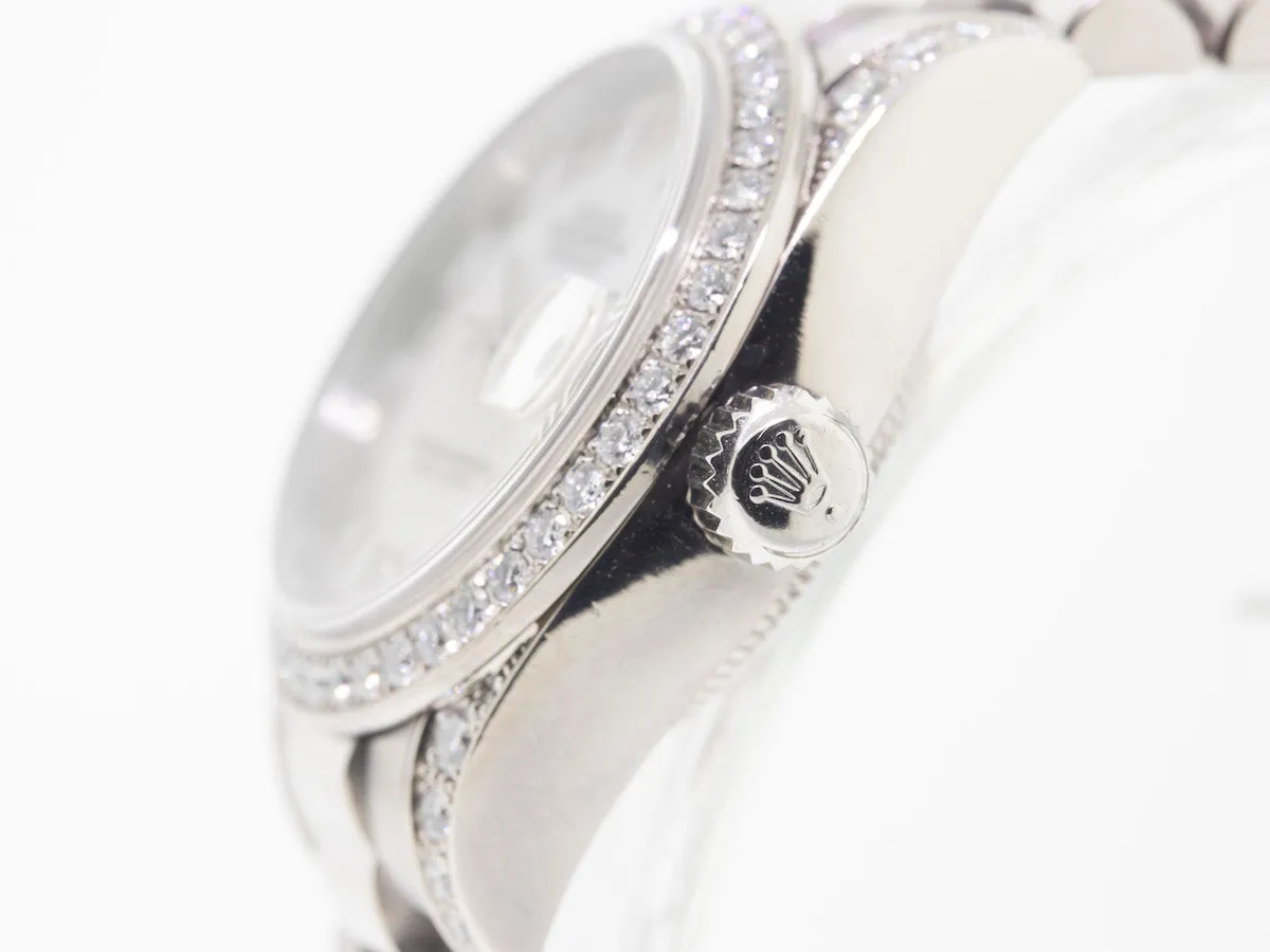 Rolex Lady-Datejust 26mm White Gold White MOP Roman Dial & Diamond Bezel 179159MRP