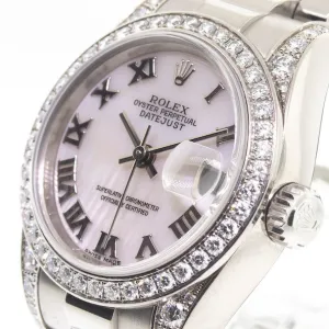 Rolex Lady-Datejust 26mm White Gold White MOP Roman Dial & Diamond Bezel 179159MRP