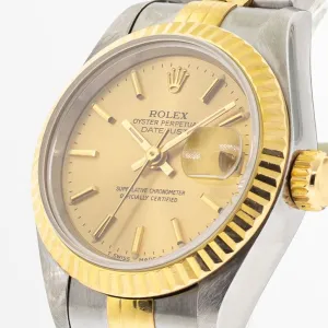 Rolex Lady-Datejust 26mm Yellow Gold & Steel Champagne Stick Dial 69173