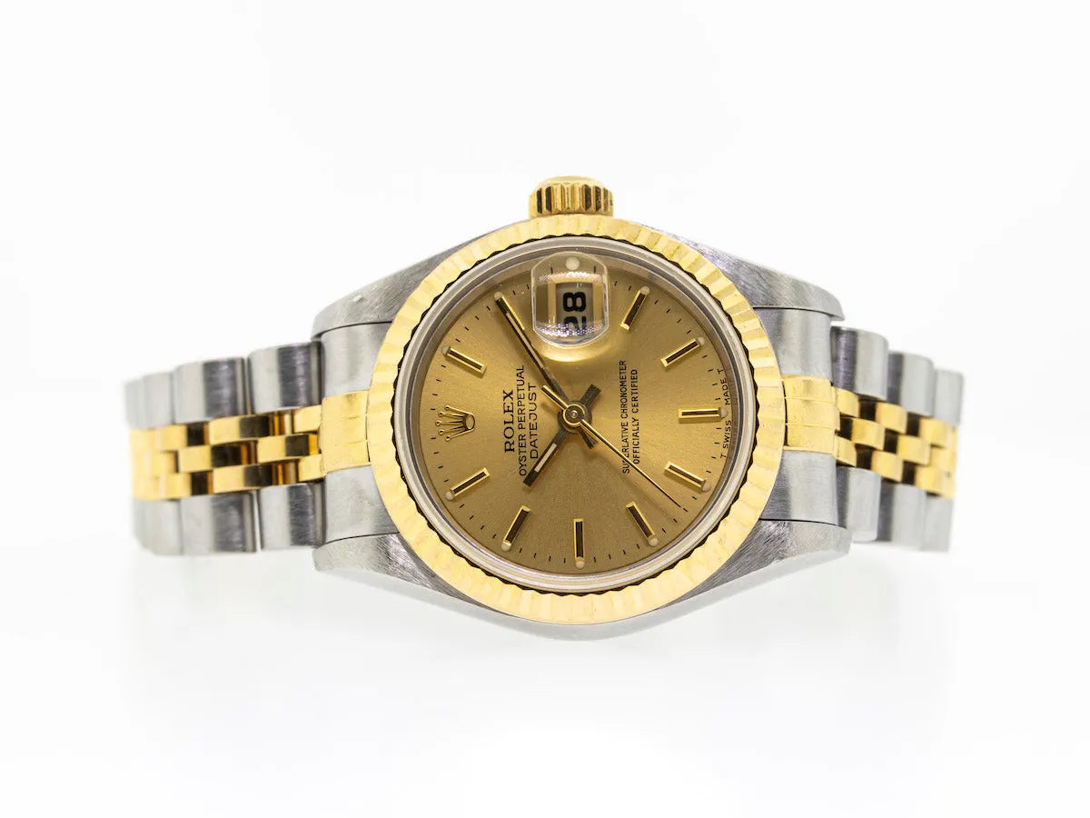 Rolex Lady-Datejust 26mm Yellow Gold & Steel Champagne Stick Dial 69173