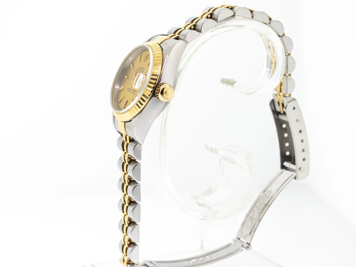 Rolex Lady-Datejust 26mm Yellow Gold & Steel Champagne Stick Dial 69173