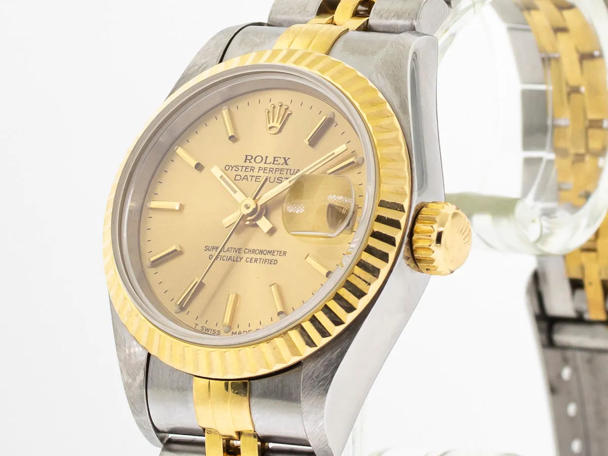 Rolex Lady-Datejust 26mm Yellow Gold & Steel Champagne Stick Dial 69173