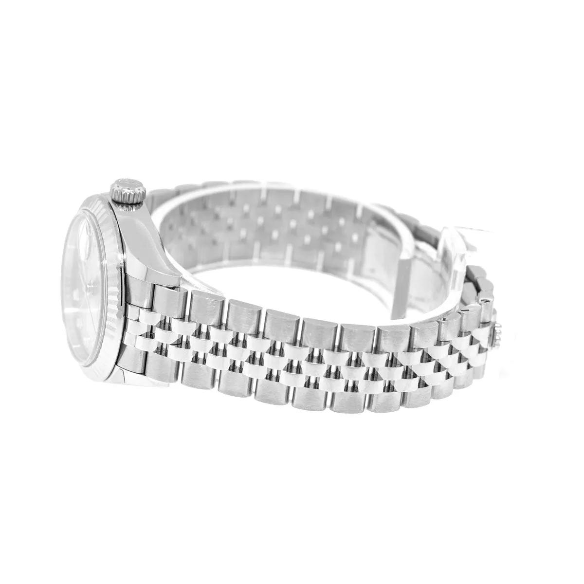 Rolex Lady-Datejust 28mm White Gold Steel Pink Diamond Dial Fluted Bezel 279174