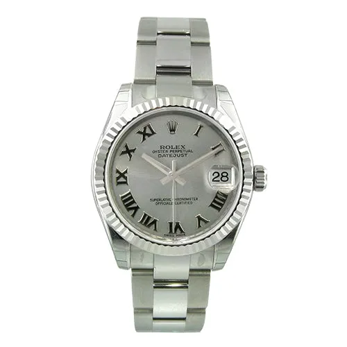 Rolex Lady-Datejust 31mm White Gold & Steel Rhodium Roman Dial 178274