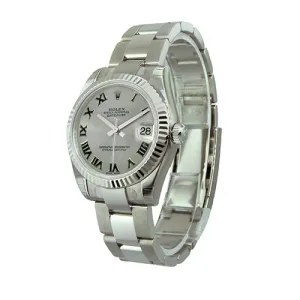 Rolex Lady-Datejust 31mm White Gold & Steel Rhodium Roman Dial 178274