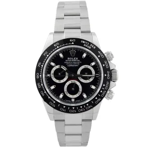 Rolex Men's Daytona Stainless Steel 40mm Black Chronograph Dial Watch Reference #: 116500LN