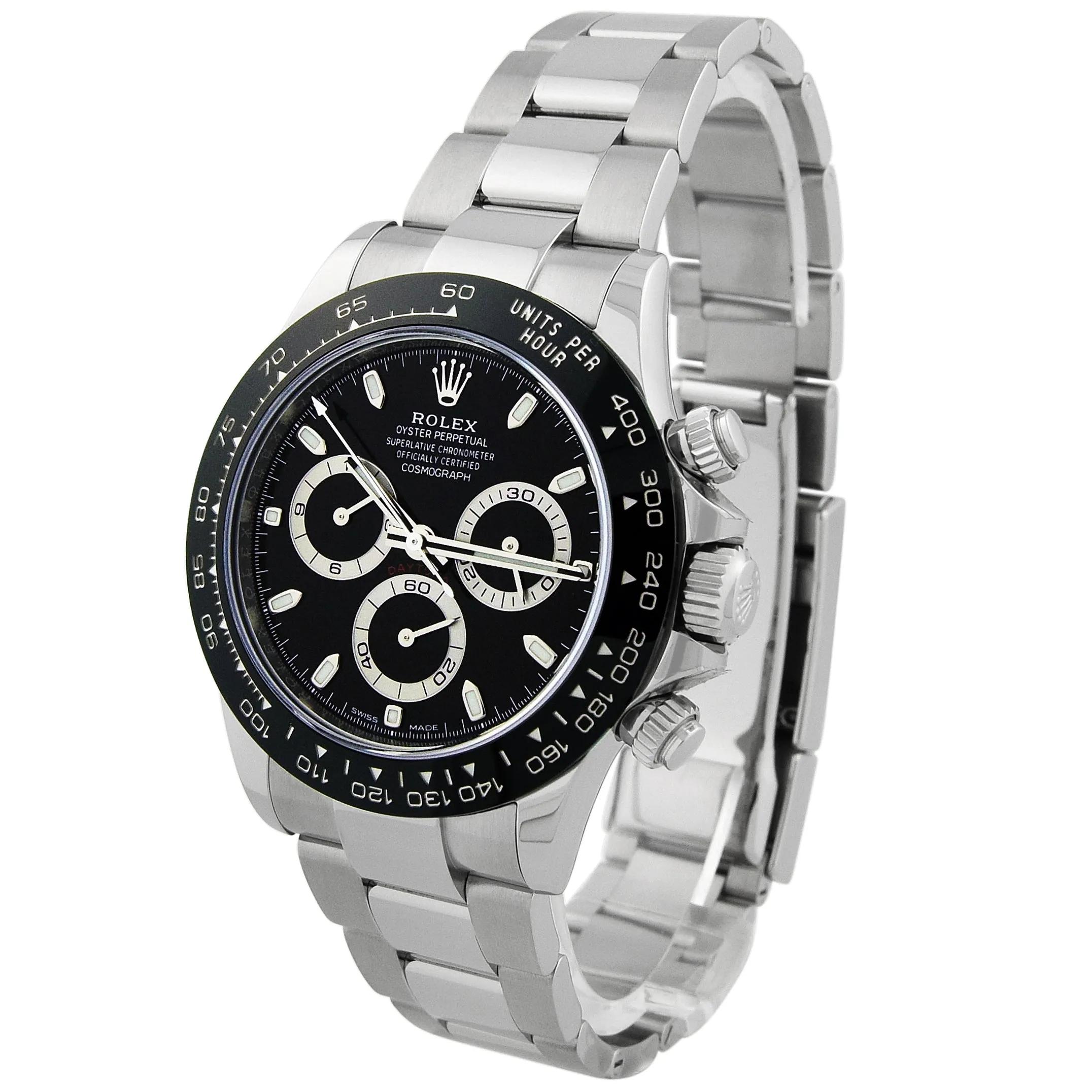 Rolex Men's Daytona Stainless Steel 40mm Black Chronograph Dial Watch Reference #: 116500LN