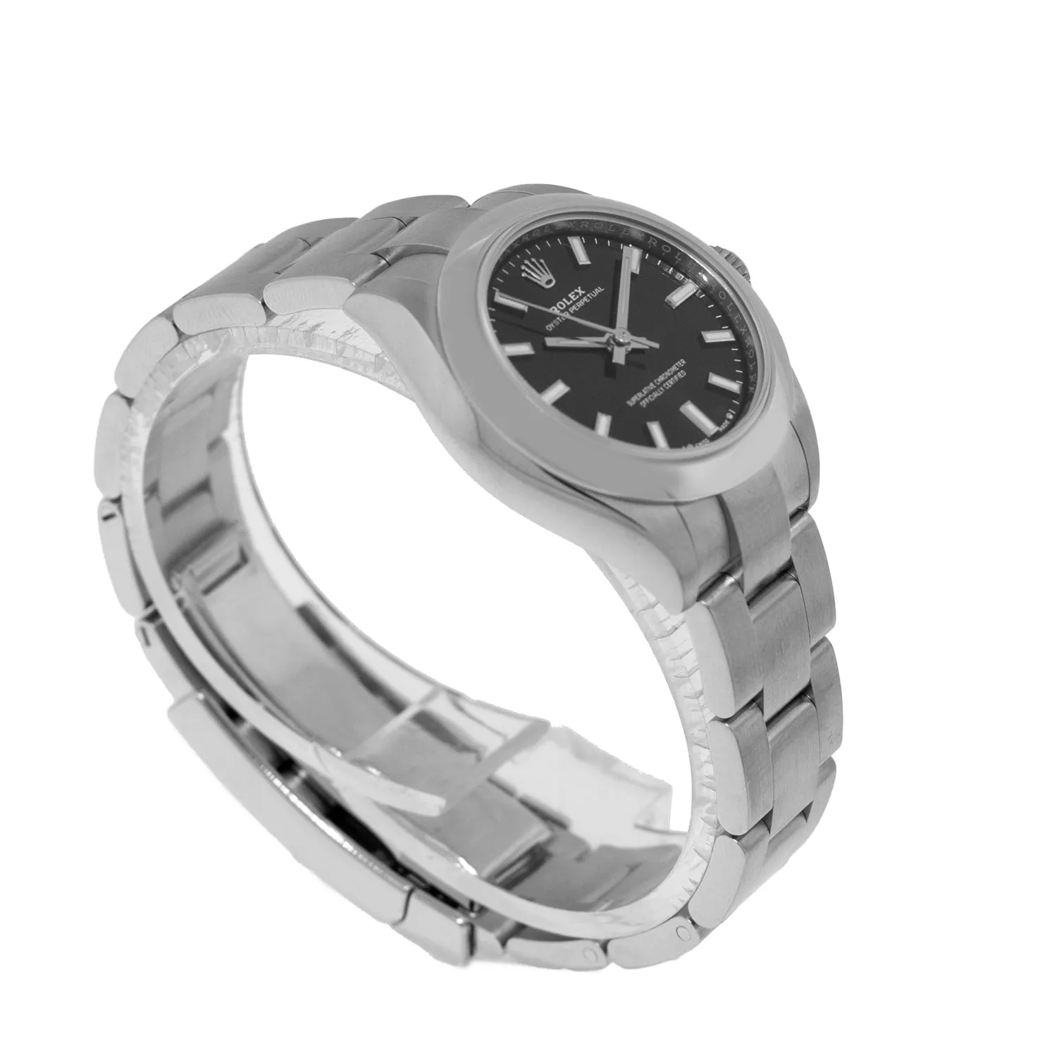 Rolex Oyster Perpetual 28mm Stainless Steel Black Index Dial Smooth Bezel 276200