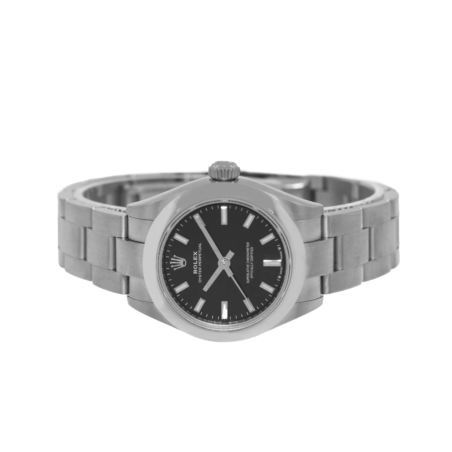 Rolex Oyster Perpetual 28mm Stainless Steel Black Index Dial Smooth Bezel 276200