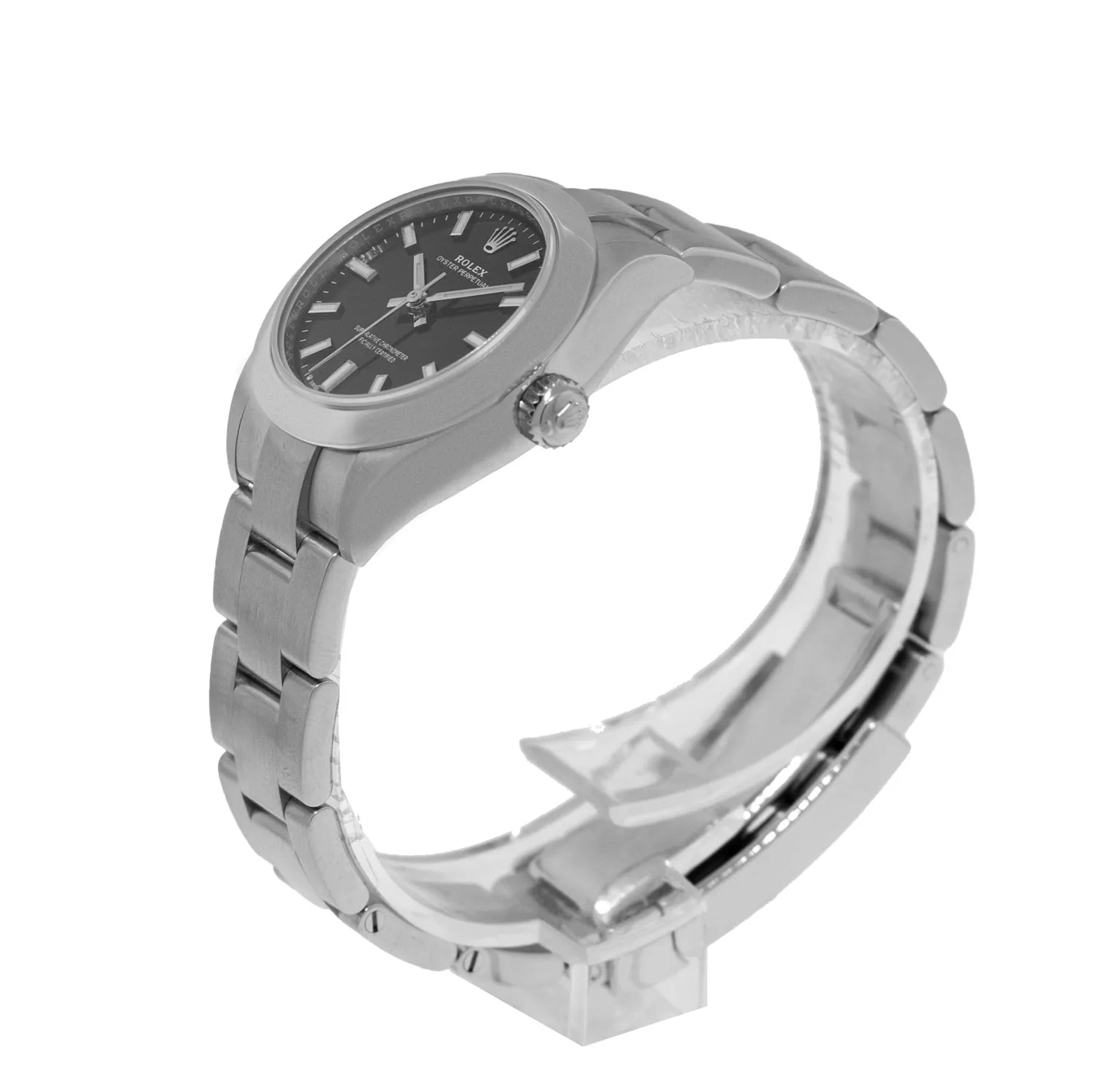 Rolex Oyster Perpetual 28mm Stainless Steel Black Index Dial Smooth Bezel 276200