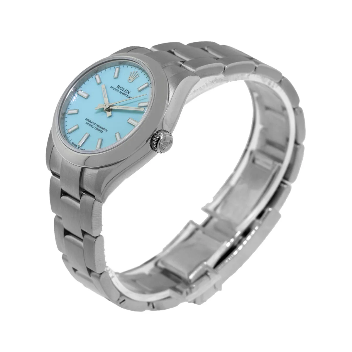 Rolex Oyster Perpetual 31mm Stainless Steel Tiffany Blue Index Dial & Smooth Bezel 277200