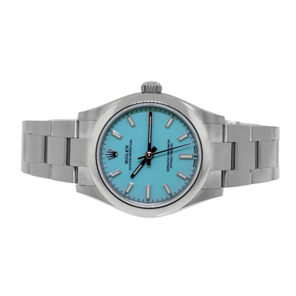 Rolex Oyster Perpetual 31mm Stainless Steel Tiffany Blue Index Dial & Smooth Bezel 277200