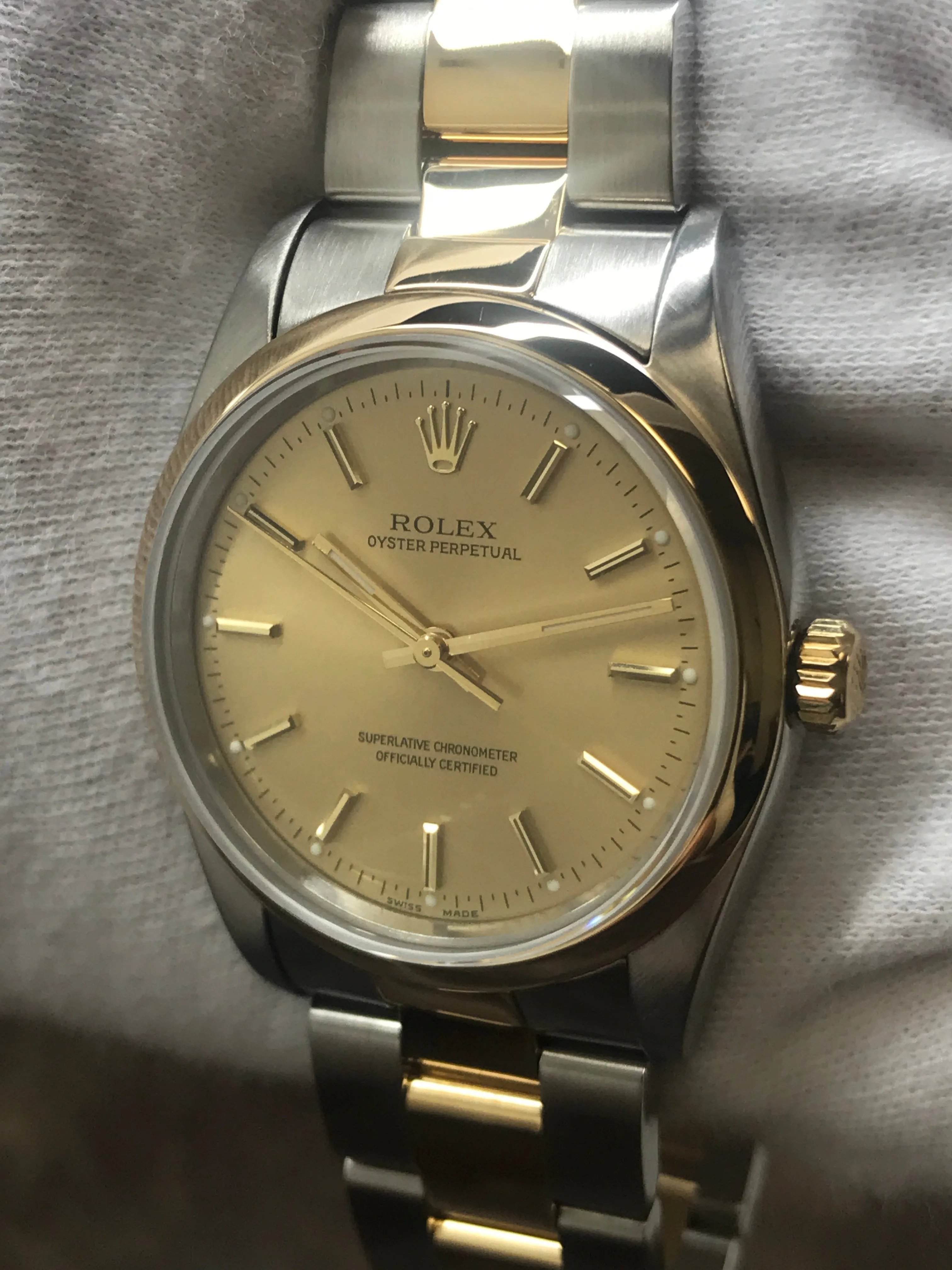 Rolex Oyster Perpetual 34mm 14203 Champagne Dial Automatic Watch