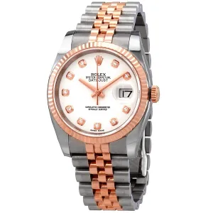 Rolex Oyster Perpetual Datejust 36 White Dial Stainless Steel and 18K Everose Gold Jubilee Bracelet Automatic Men's Watch 116231WDJ