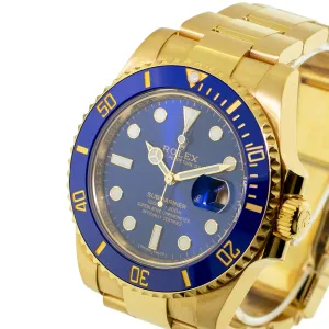 Rolex Submariner Date 40mm 18K Yellow Gold Blue Dial & Blue Bezel 116618LB