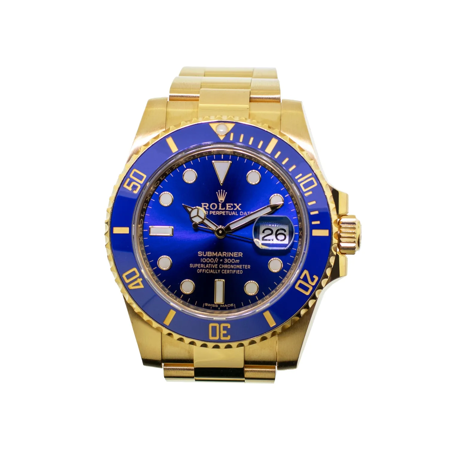 Rolex Submariner Date 40mm 18K Yellow Gold Blue Dial & Blue Bezel 116618LB