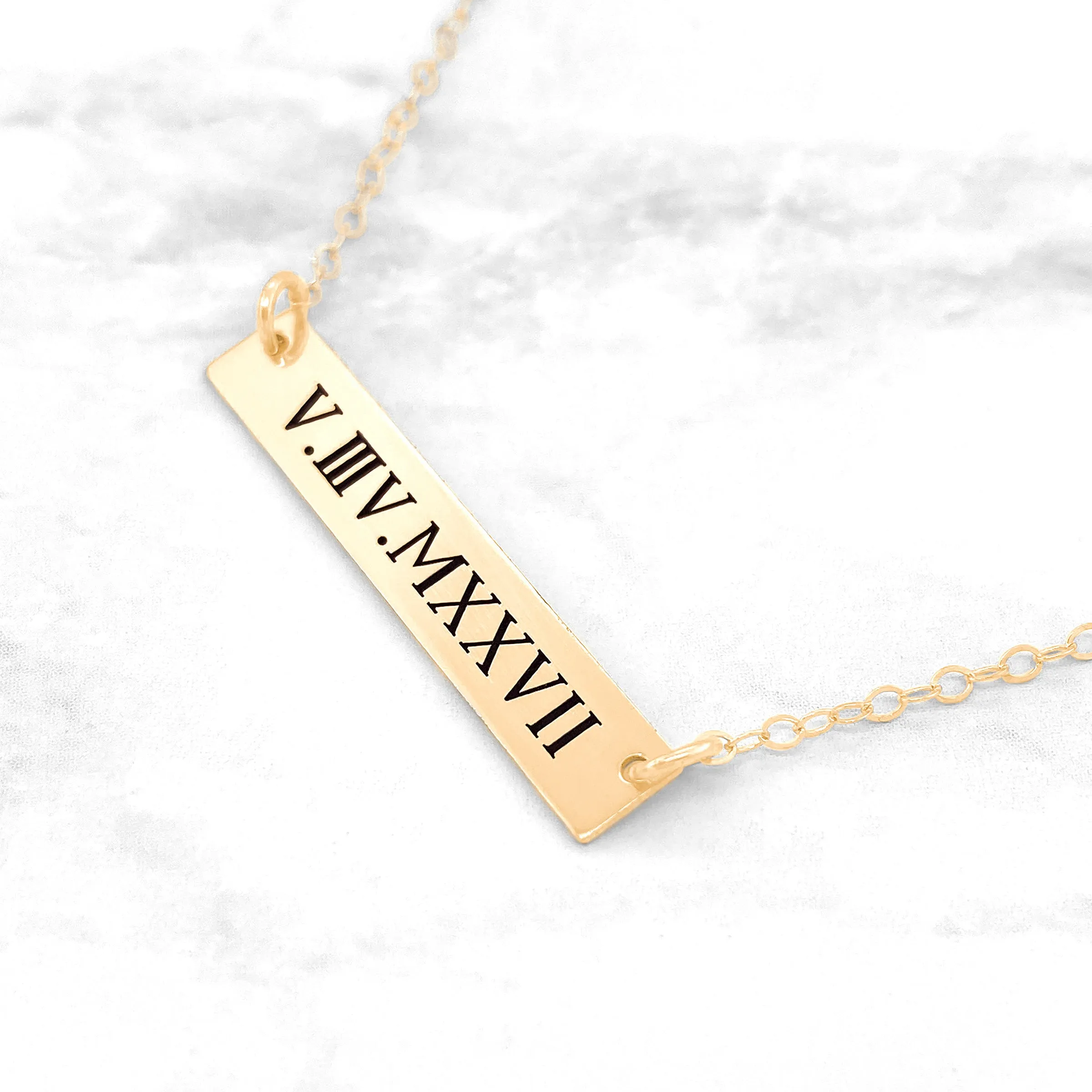Roman Numeral Bar Necklace - Date In Roman Numerals