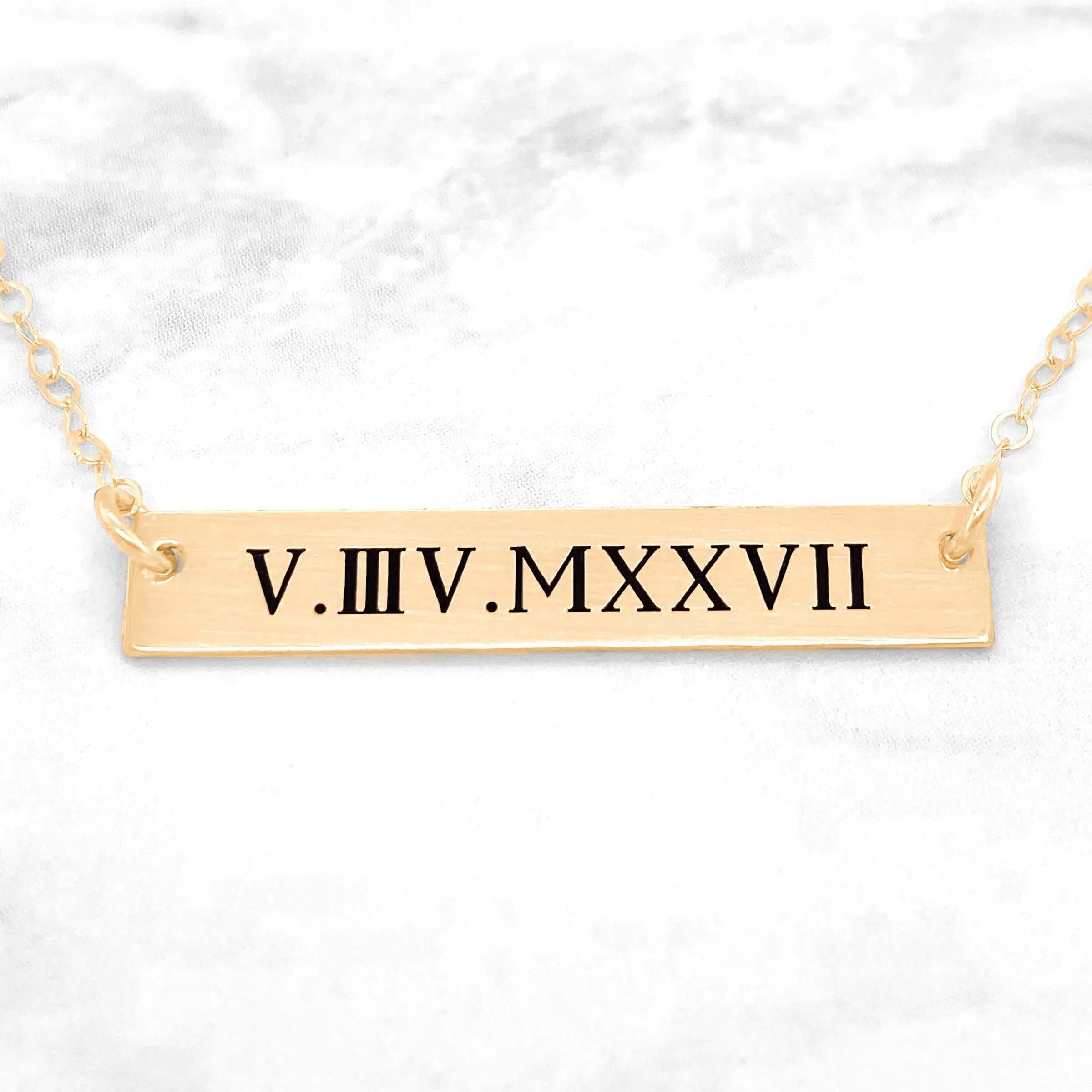 Roman Numeral Bar Necklace - Date In Roman Numerals