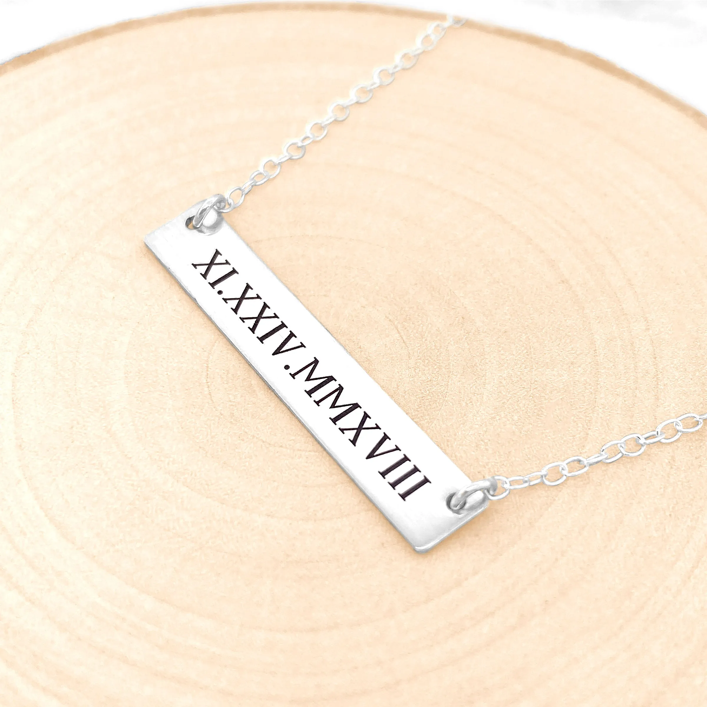 Roman Numeral Bar Necklace - Date In Roman Numerals