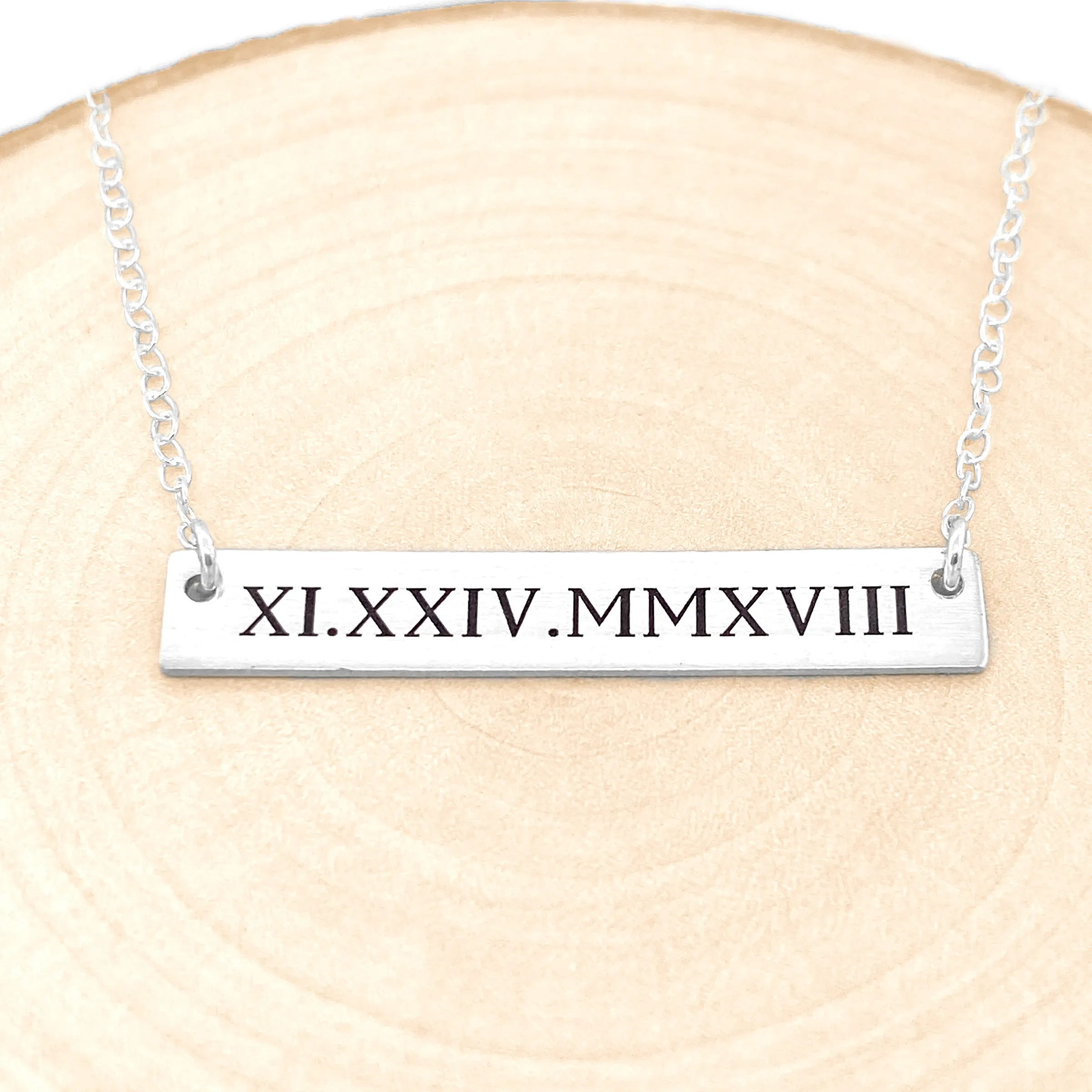 Roman Numeral Bar Necklace - Date In Roman Numerals