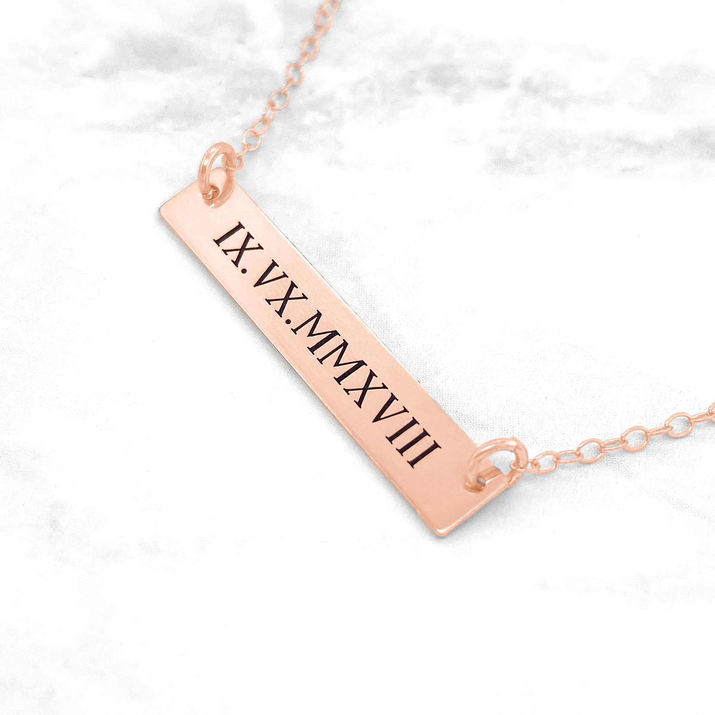 Roman Numeral Bar Necklace - Date In Roman Numerals