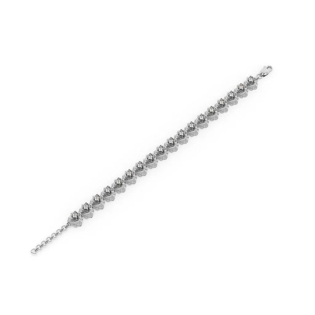 Rose Tennis Bracelet Emerald 14k Solid White Gold Handmade, Tennis Bracelet, Rose Bracelet, White Gold Bracelet, Diamond Bracelet