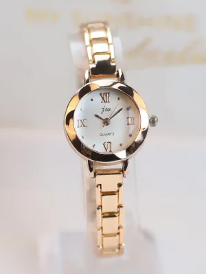 Round Pointer Quartz Watch - White