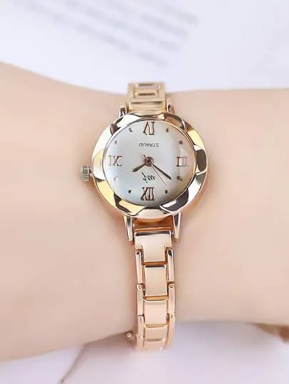 Round Pointer Quartz Watch - White
