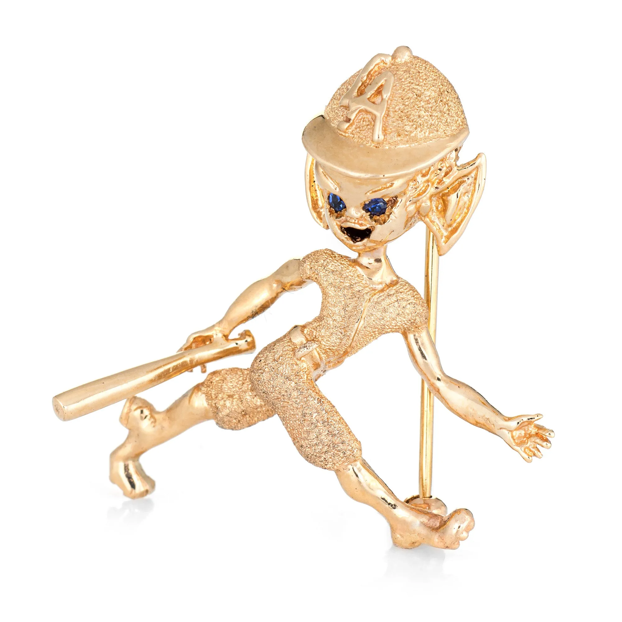 Ruser Baseball Brooch LA Dodgers Vintage 14k Yellow Gold Estate Fine Jewelry