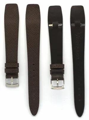 Saffiano Leather Watch Straps with Open End in Seal Brown